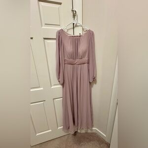 Elegant Long Sleeve Lilac Maxi Dress